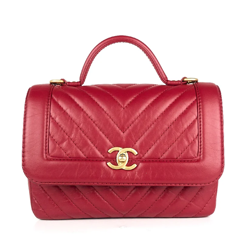 Chanel New Arrival Handbag with Gold HardwareQuilted Chevron Calfskin Leather Top Handle Bag