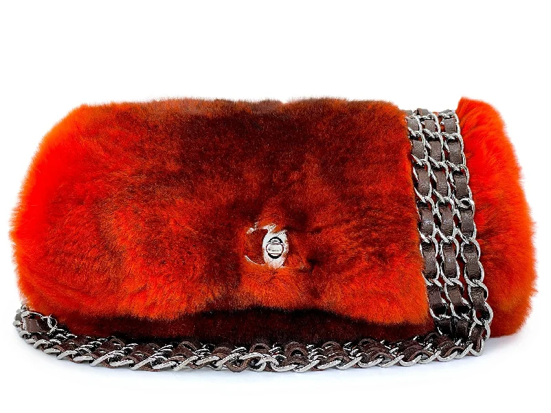 Chanel Designer Handbag with Unique DesignChanel Chinchilla Orylag Triple Chain Fur Flap Bag RHW Z2C