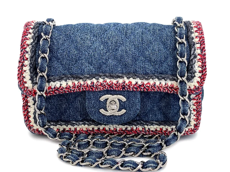 Chanel Chain Strap Handbag for Everyday UseChanel Denim Mini Flap Bag Tweed-Framed Blue SHW Rectangular 2NO