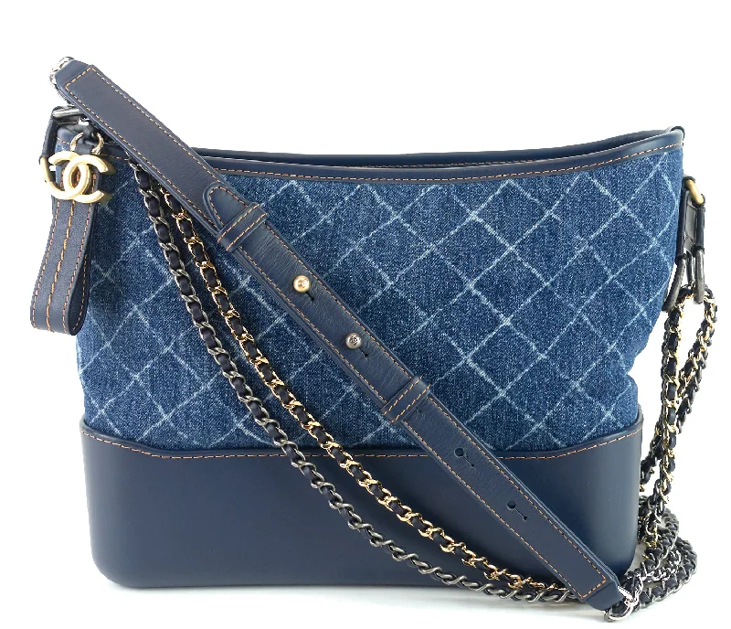 Chanel Chain Strap Handbag for Everyday UseGabrielle Denim and Smooth Calf Leather Medium Hobo Bag