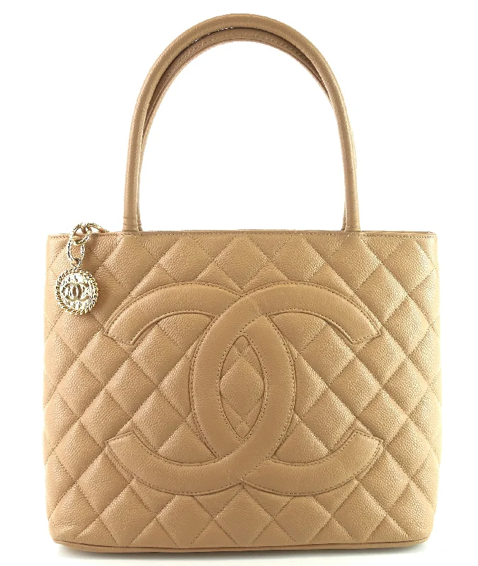 Chanel Limited Edition Handbag for CollectorsMedallion Quilted Caviar Leather Tote Bag