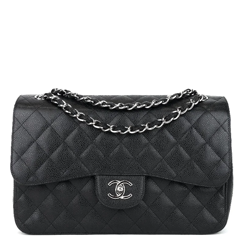 Chanel Classic Flap Bag for Evening PartyDouble Flap Quilted Caviar Leather Bag