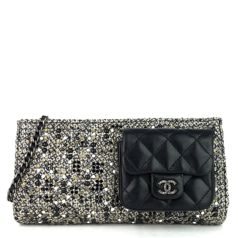 Chanel Quilted Leather Shoulder Bag for FashionistasFront Pocket Tweed Clutch Bag