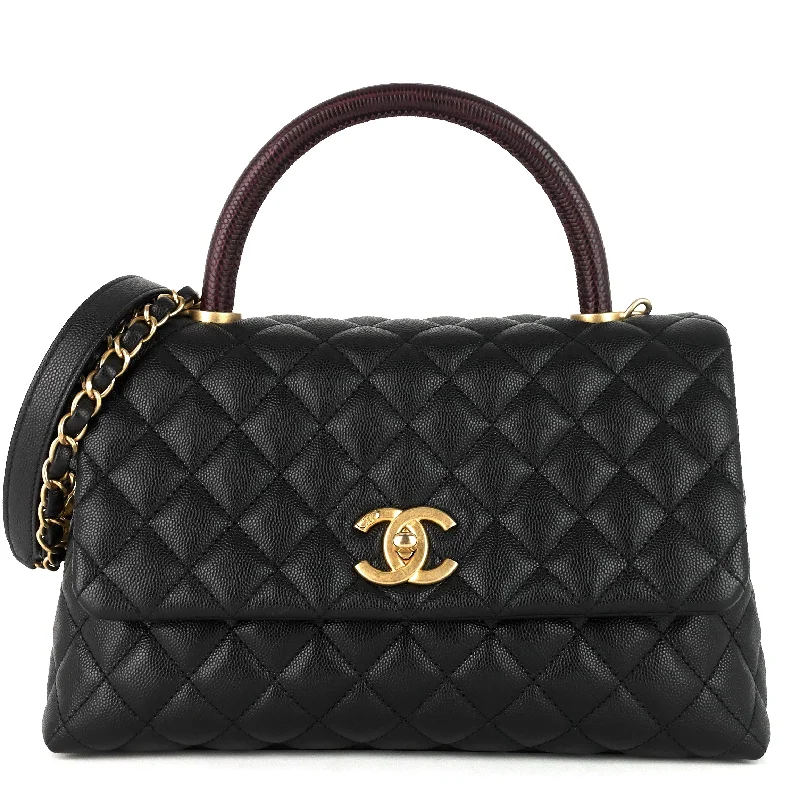 Chanel All - Match Handbag for Versatile StylingCoco Lizard Top Handle Small Caviar Leather Bag