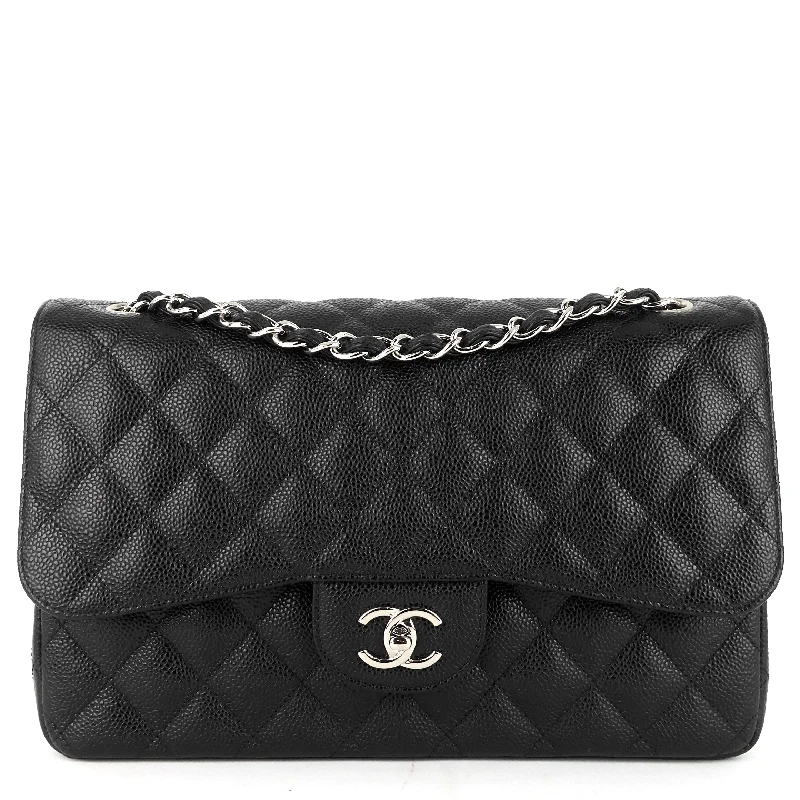 Chanel Black Handbag for Business MeetingsDouble Flap Quilted Caviar Leather Bag