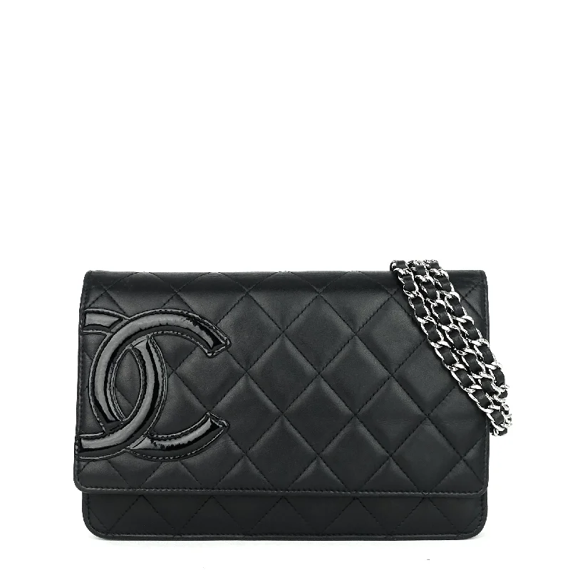 Chanel Black Handbag for Business MeetingsCambon Ligne Wallet on Chain Lambskin Leather Bag