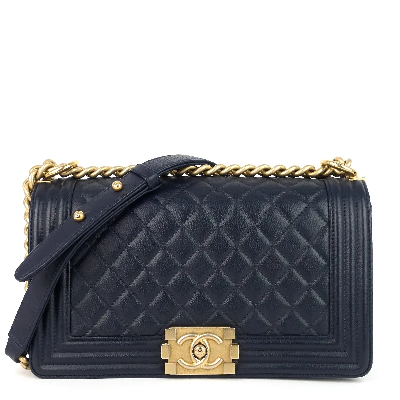 Chanel Luxury Handbag for High - End EventsBoy Flap Old Medium Caviar Leather Bag