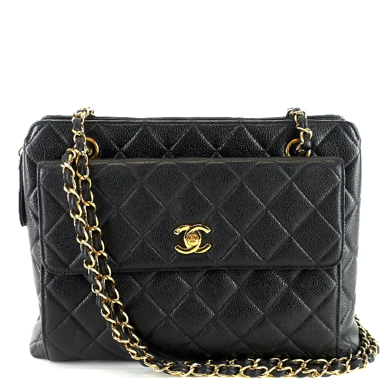 Chanel Designer Handbag with Unique DesignQuilted Caviar Leather Shopping Tote Bag