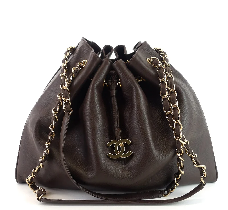 Chanel Luxury Handbag for High - End EventsCC Drawstring Medium Leather Bag