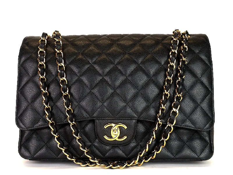 Chanel Handbag with Adjustable Strap for ComfortDouble Flap Quilted Caviar Leather Bag