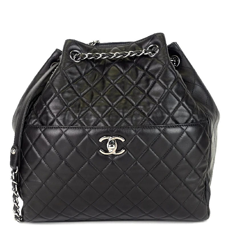 Chanel Small Crossbody Bag for TravelDrawstring CC Lock Quilted Lambskin Leather Bucket Bag