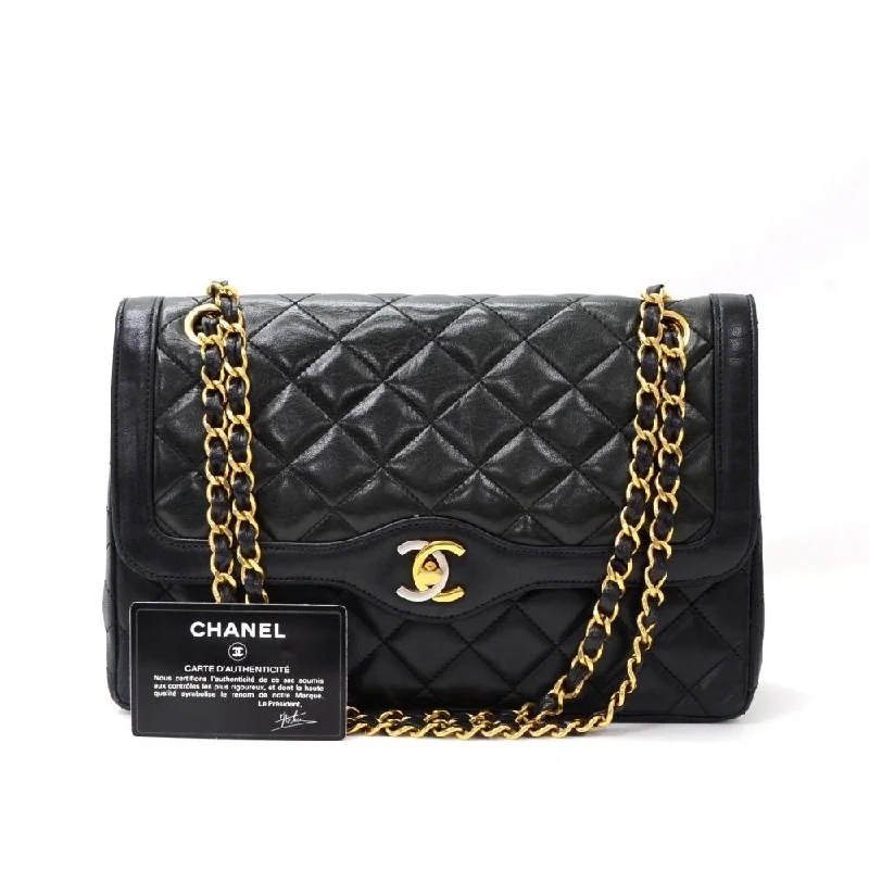 Chanel Black Handbag for Business MeetingsDouble Flap Quilted Lambskin Leather Bag