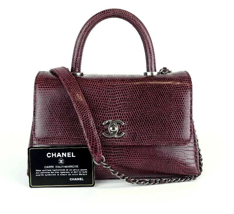 Chanel Designer Handbag with Unique DesignCC Flap Rolled Top Handle Lizard Small Bag