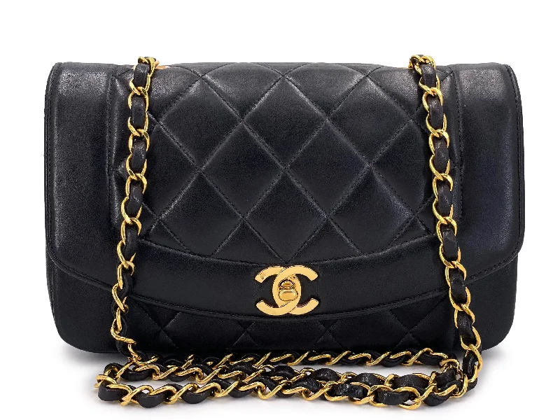 Chanel Luxury Handbag for High - End EventsChanel Small Diana Bag Vintage Black Lambskin 24k GHW Flap VTN