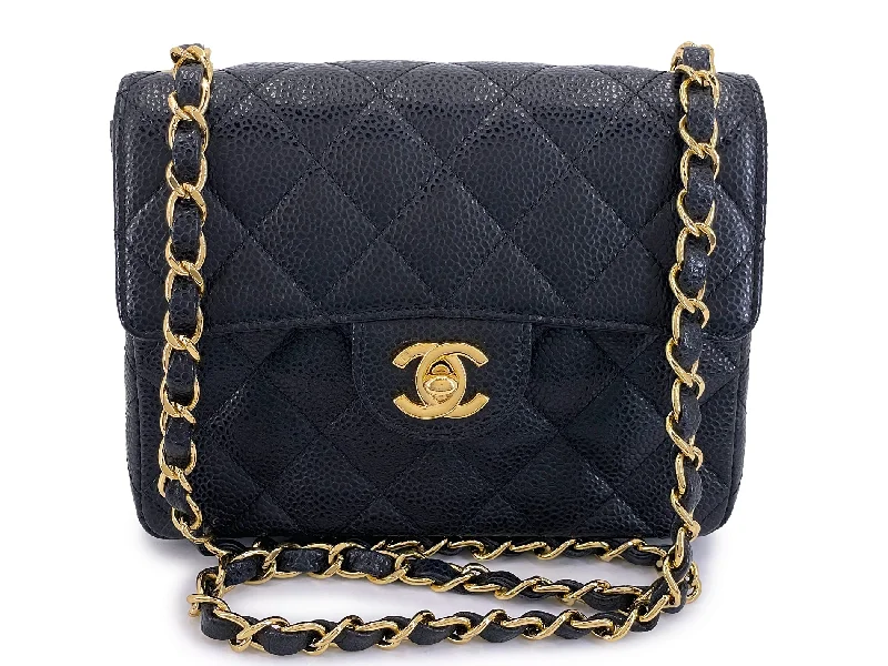 Chanel All - Match Handbag for Versatile StylingChanel Vintage Black Caviar Square Mini Flap Bag 24k GHW EN8