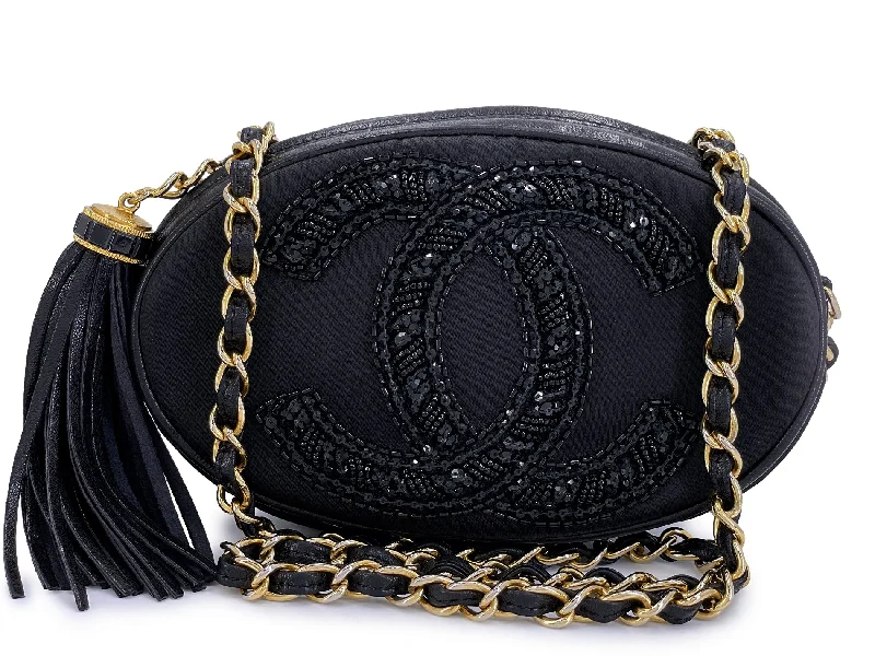 Chanel Designer Handbag with Unique DesignChanel Vintage Satin Beaded CC Evening Bag 24k GHW OAP