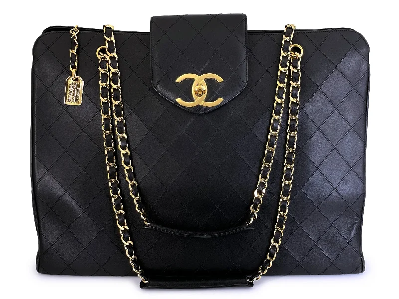 Chanel Chain Strap Handbag for Everyday UseChanel Vintage Supermodel Tote Bag 1993 Black Quilted XL Weekender 24k GHW WR2