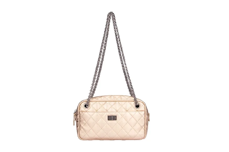 Chanel Small Crossbody Bag for TravelChanel Metallic Gold Quilted Reissue Buckle 24CM Ruthenium Chain, with Card & Dust Cover