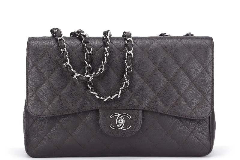 Chanel Medium Tote Bag for Office LadiesChanel Classic 2.55 Jumbo Single Flap (1301xxxx) Brown Caviar Silver Chain, width 30cm with Card, no Dust Cover