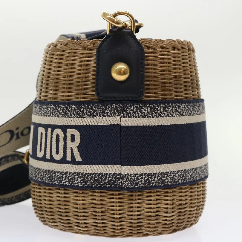 Trendsetting Christian Dior crossbody bags with a colorful strapCHRISTIAN DIOR Basket Bag Trotter Canvas Shoulder Bag Rattan Blue Auth 51270A