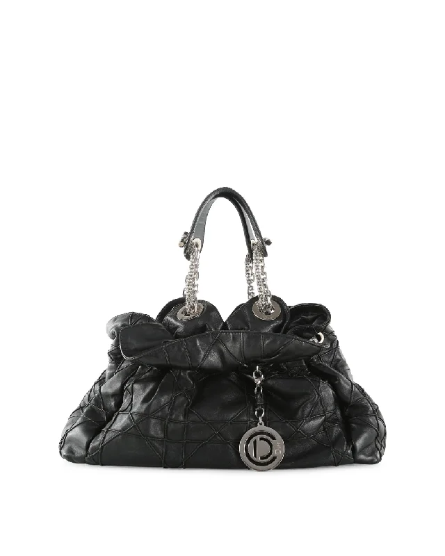 Fashion - forward Christian Dior tote bags for the modern womanCHRISTIAN DIOR Black Cannage Leather Le Trente Hobo Bag