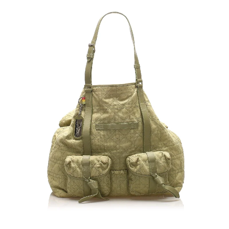 Christian Dior tote bags with a printed Dior logo on the frontDior Cannage Canvas Tote Bag (SHG-13929)