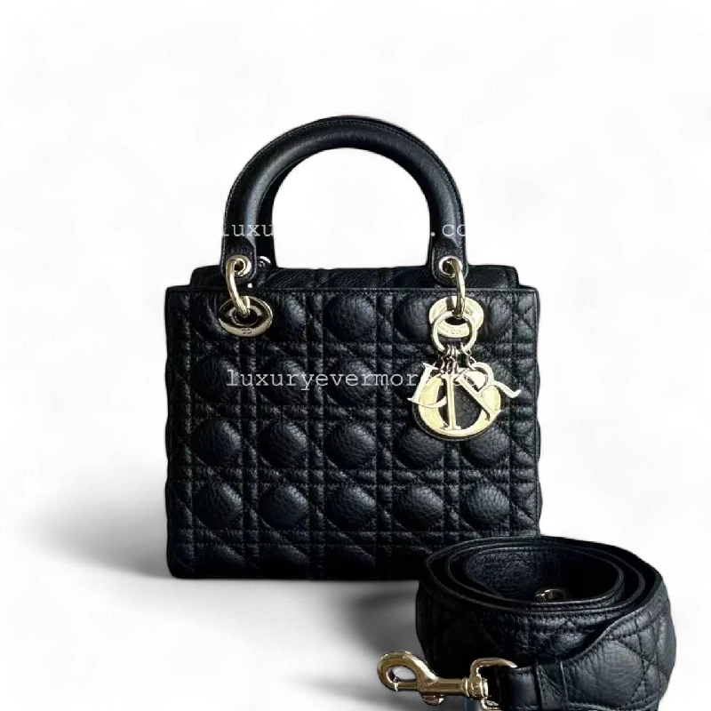 Christian Dior Saddle bags with a studded trim for a bold look*Flap, Grained Calf* Lady Medium Grained Calfskin Black Golden Hardware