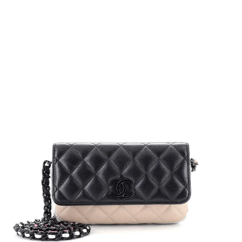 Classic Flap Phone Holder with Resin Chain Quilted Lambskin