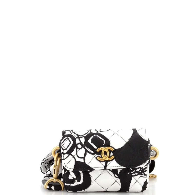 Deer Coco Flap Clutch with Strap Bag Quilted Printed Canvas Mini