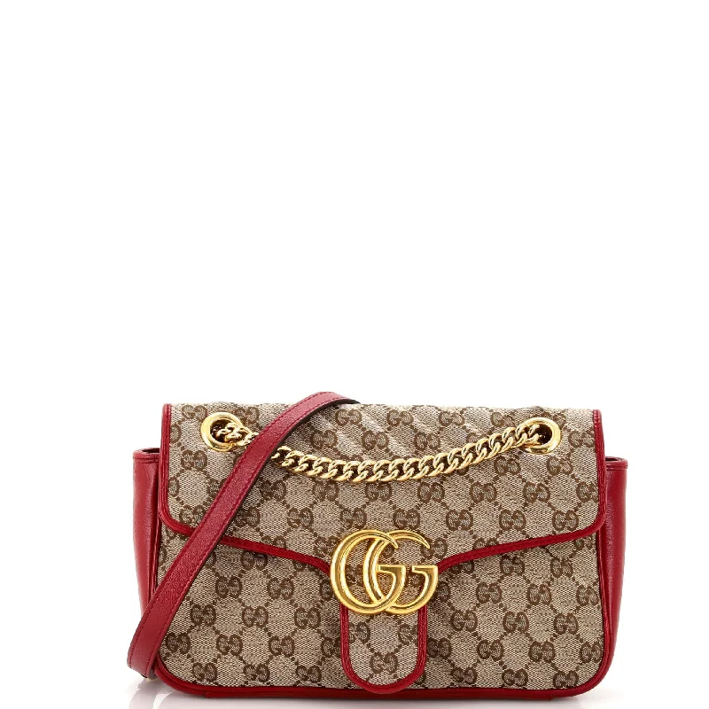 GG Marmont Flap Bag Diagonal Quilted GG Canvas Small