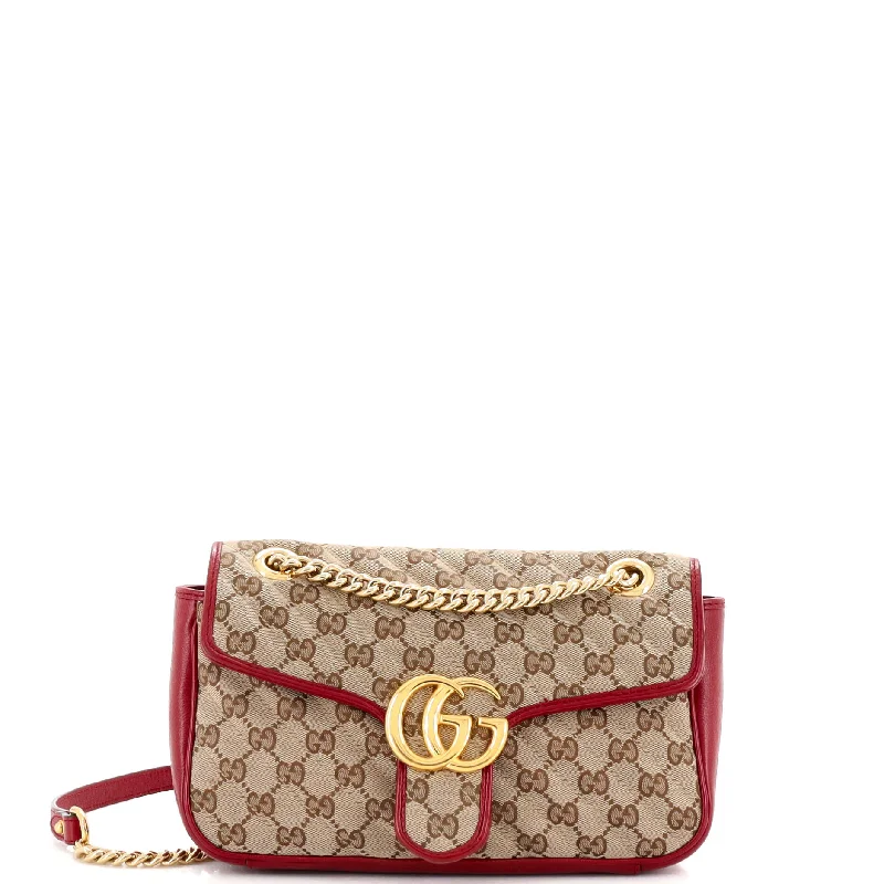 GG Marmont Flap Bag Diagonal Quilted GG Canvas Small