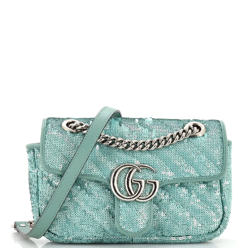 GG Marmont Flap Bag Diagonal Quilted Sequins Mini