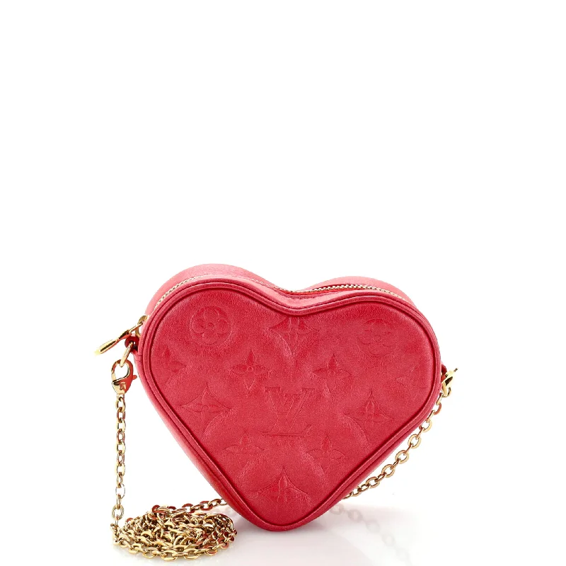 Coeur Heart on Chain Bag Monogram Embossed Lambskin