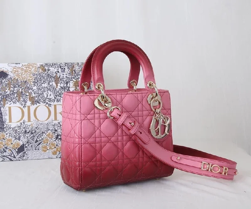 Christian Dior tote bags with a printed Dior logo on the frontChristian Dior Small Lady Bag